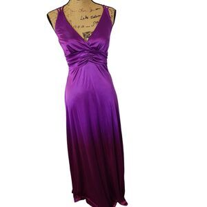 Windsor Y2K Purple Jewel Satin Floor Length Prom Dress Junior SZ 5/6 HOCO Ruched